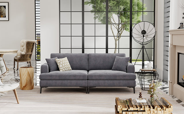 U-style Upholstered Modern Loveseat with Metal Legs – Durable with 2 Pillows, 2-3 People Seat Capacity