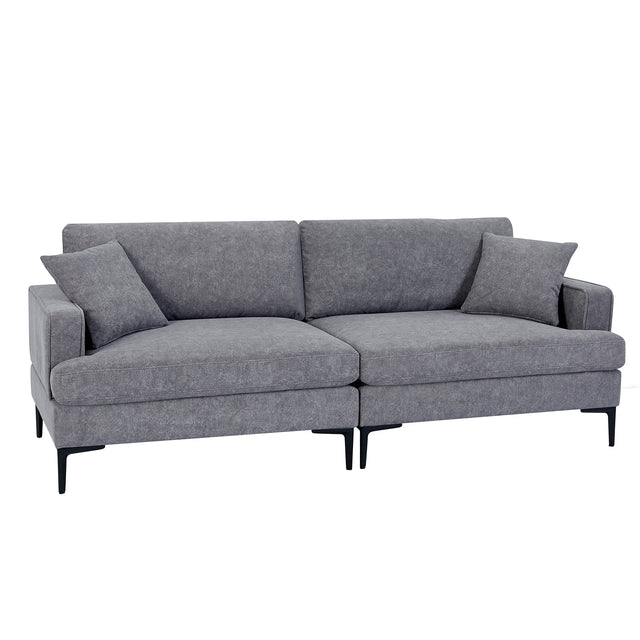 U-style Upholstered Modern Loveseat with Metal Legs – Durable with 2 Pillows, 2-3 People Seat Capacity