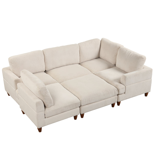 U_Style Modular Sectional Sofa with Ottoman L Shaped Corner Sectional for Living Room, Office, Spacious Space