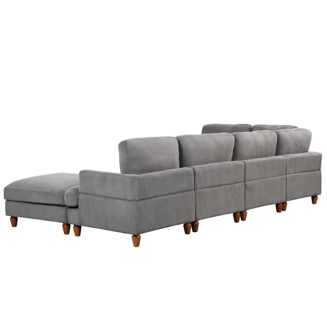 U_Style Modular Sectional Sofa with Ottoman L Shaped Corner Sectional for Living Room, Office, Spacious Space