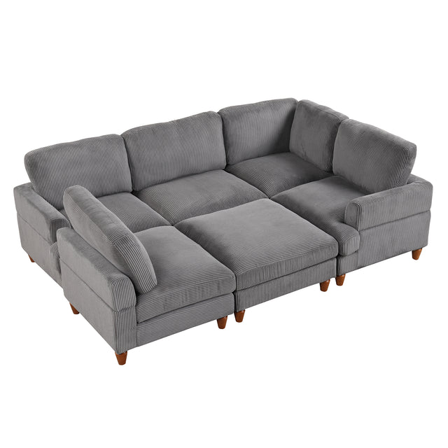 U_Style Modular Sectional Sofa with Ottoman L Shaped Corner Sectional for Living Room, Office, Spacious Space