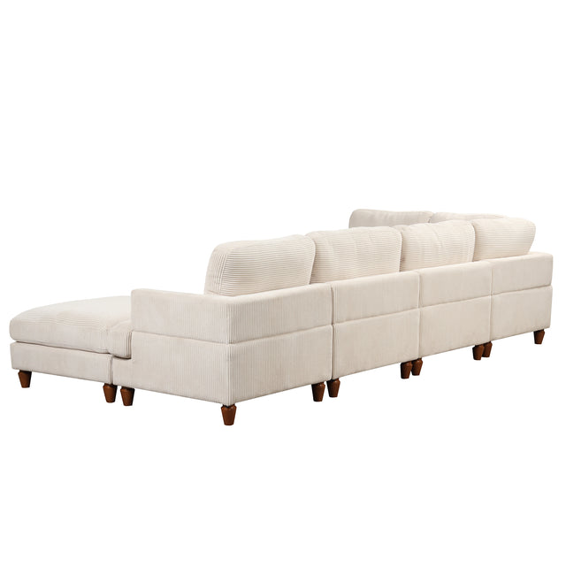 U_Style Modular Sectional Sofa with Ottoman L Shaped Corner Sectional for Living Room, Office, Spacious Space
