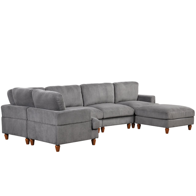 U_Style Modular Sectional Sofa with Ottoman L Shaped Corner Sectional for Living Room, Office, Spacious Space