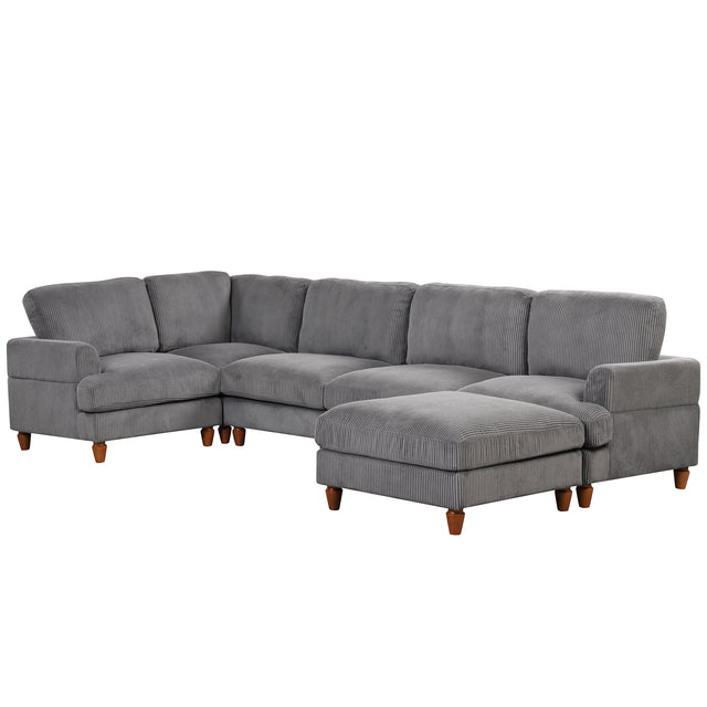 U_Style Modular Sectional Sofa with Ottoman L Shaped Corner Sectional for Living Room, Office, Spacious Space