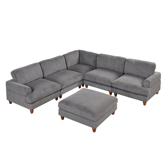 U_Style Modular Sectional Sofa with Ottoman L Shaped Corner Sectional for Living Room, Office, Spacious Space