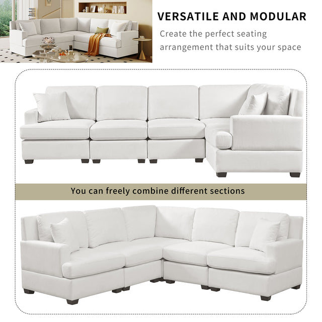 U_Style Sectional Modular Sofa with 2 Tossing cushions and Solid Frame for Living Room