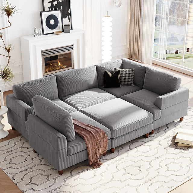 U_Style Modular Sectional Sofa with Ottoman L Shaped Corner Sectional for Living Room, Office, Spacious Space