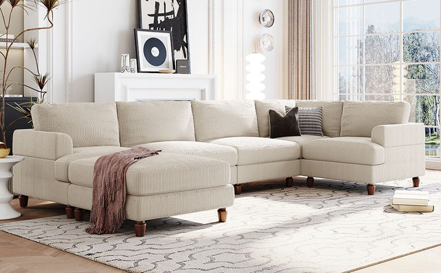 U_Style Modular Sectional Sofa with Ottoman L Shaped Corner Sectional for Living Room, Office, Spacious Space