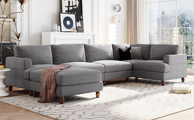 U_Style Modular Sectional Sofa with Ottoman L Shaped Corner Sectional for Living Room, Office, Spacious Space