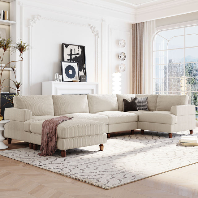 U_Style Modular Sectional Sofa with Ottoman L Shaped Corner Sectional for Living Room, Office, Spacious Space