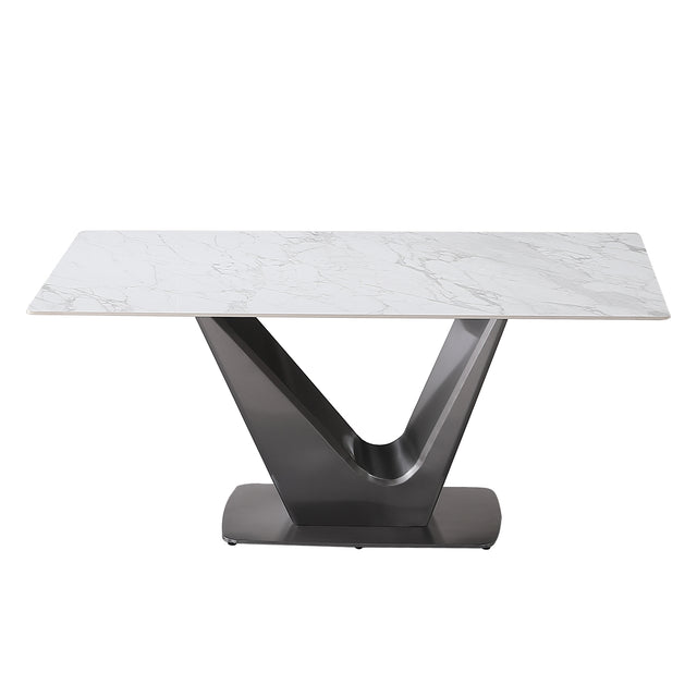 71inch  Sintered Stone Table top with V shape Metal Leg  Dining table