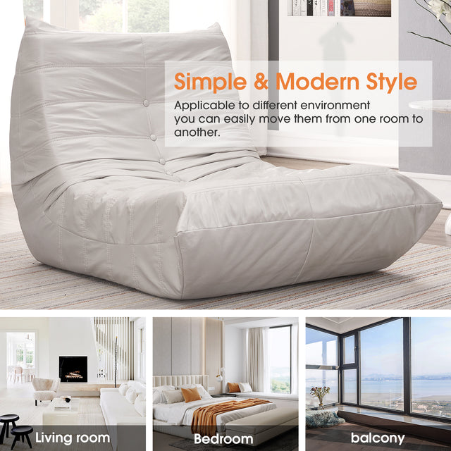 [VIDEO provided] [New] Comfy Oversized Lazy Sofa, Modern Armless Lounge Chair with Backrest Retro Single-Seat , 100% Sponge-Filled Sofa for Living Room, Bedroom, Salon, Office,3 Colors