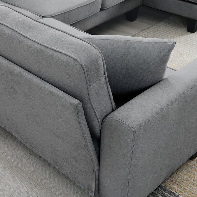 [VIDEO provided] [New] 108*85.5" Modern U Shape Sectional Sofa, 7 Seat Fabric Sectional Sofa Set with 3 Pillows Included for Living Room, Apartment, Office,3 Colors