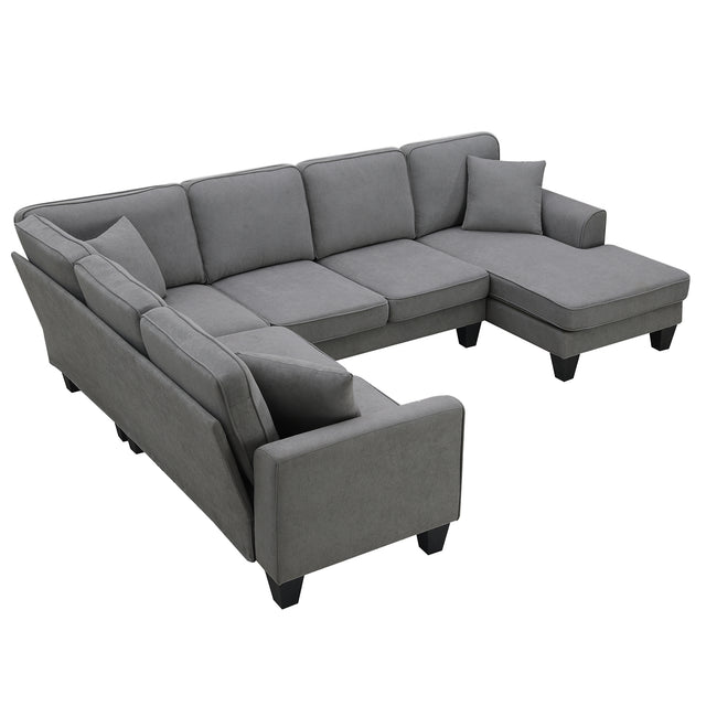 [VIDEO provided] [New] 108*85.5" Modern U Shape Sectional Sofa, 7 Seat Fabric Sectional Sofa Set with 3 Pillows Included for Living Room, Apartment, Office,3 Colors
