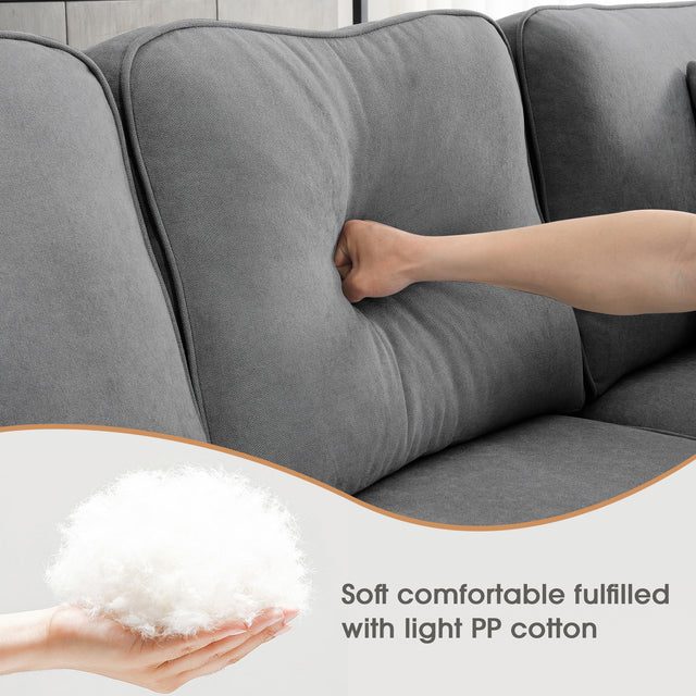 [VIDEO provided] [New] 108*85.5" Modern U Shape Sectional Sofa, 7 Seat Fabric Sectional Sofa Set with 3 Pillows Included for Living Room, Apartment, Office,3 Colors