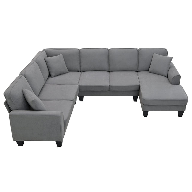 [VIDEO provided] [New] 108*85.5" Modern U Shape Sectional Sofa, 7 Seat Fabric Sectional Sofa Set with 3 Pillows Included for Living Room, Apartment, Office,3 Colors