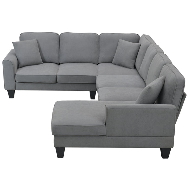 [VIDEO provided] [New] 108*85.5" Modern U Shape Sectional Sofa, 7 Seat Fabric Sectional Sofa Set with 3 Pillows Included for Living Room, Apartment, Office,3 Colors