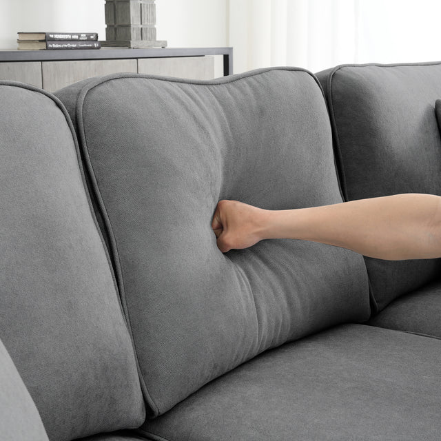 [VIDEO provided] [New] 108*85.5" Modern U Shape Sectional Sofa, 7 Seat Fabric Sectional Sofa Set with 3 Pillows Included for Living Room, Apartment, Office,3 Colors