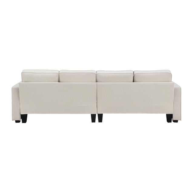 [VIDEO provided] [New] 104" 4-Seater Modern Linen Fabric Sofa with Armrest Pockets and 4 Pillows,Minimalist Style Couch for Living Room, Apartment, Office,3 Colors
